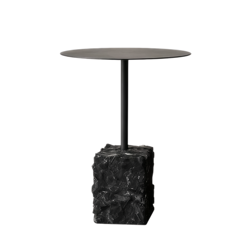 Brutalist Stone Pedestal Side Table
