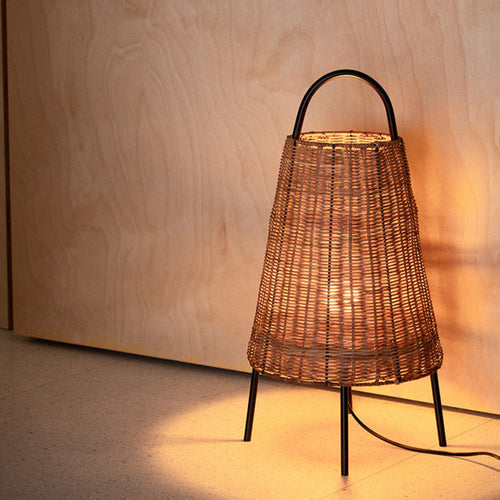 Handwoven Rattan Floor Lamp  – Boho Rustic Home Decor