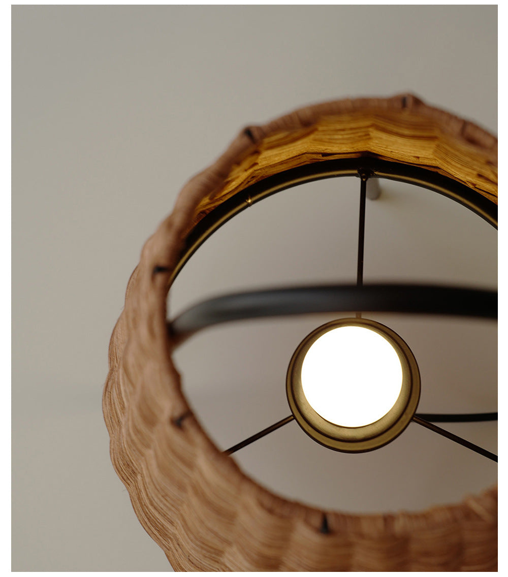 Handwoven Rattan Floor Lamp  – Boho Rustic Home Decor