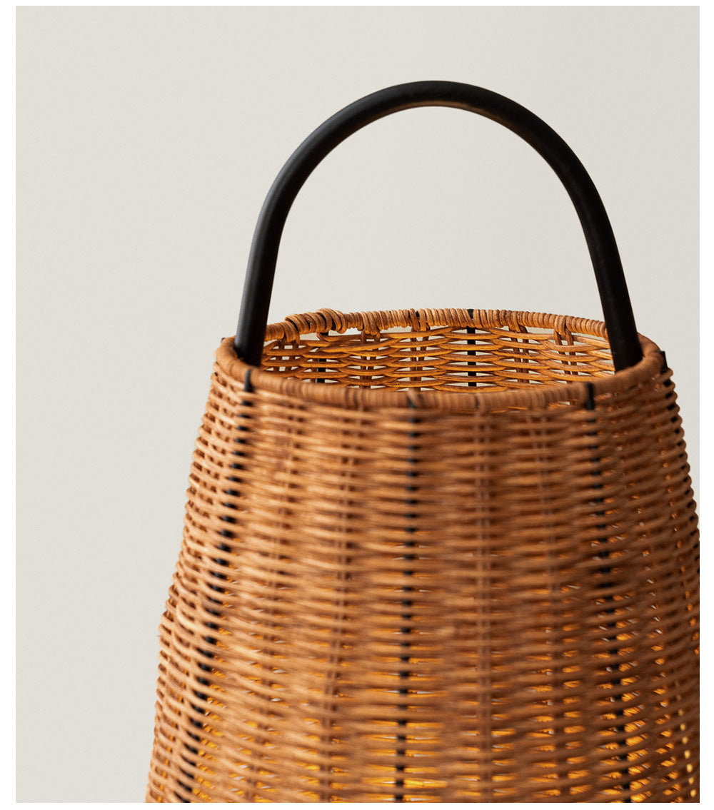 Handwoven Rattan Floor Lamp  – Boho Rustic Home Decor