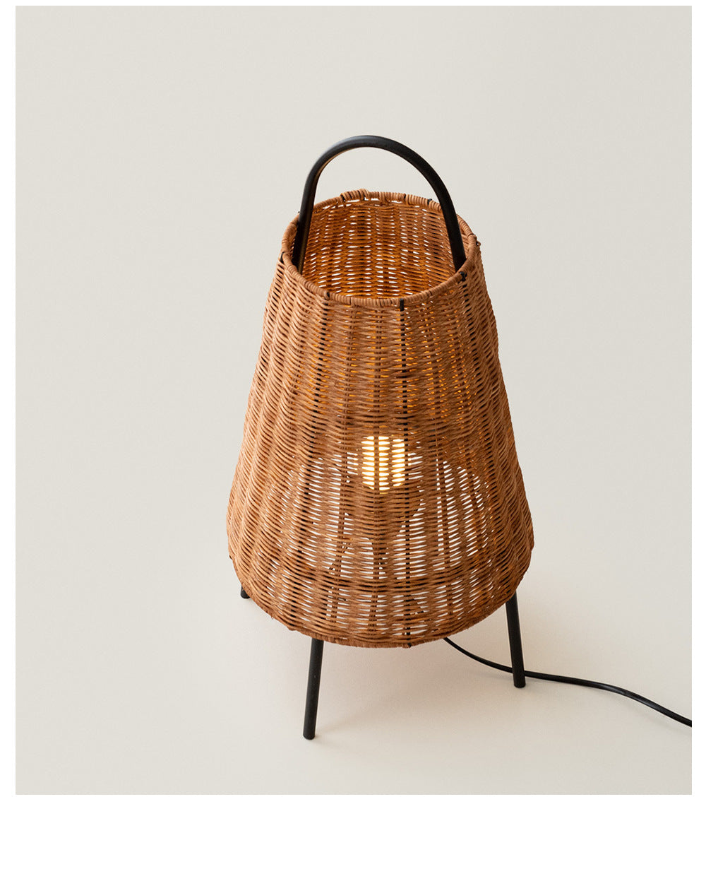 Handwoven Rattan Floor Lamp  – Boho Rustic Home Decor
