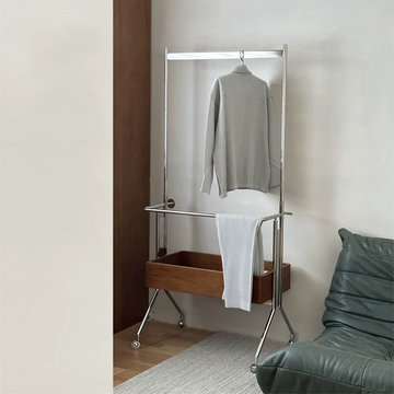 Re-object design | cherry wood stainless steel hangers ground moving solid wood coat and hat rack clothes rack