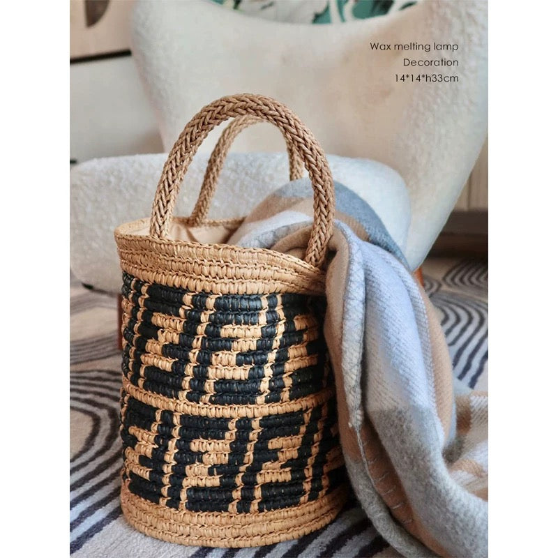 "Rhinoceros creation! Moroccan style fully hand-woven laundry basket storage basket vase set F bag picnic basket idea