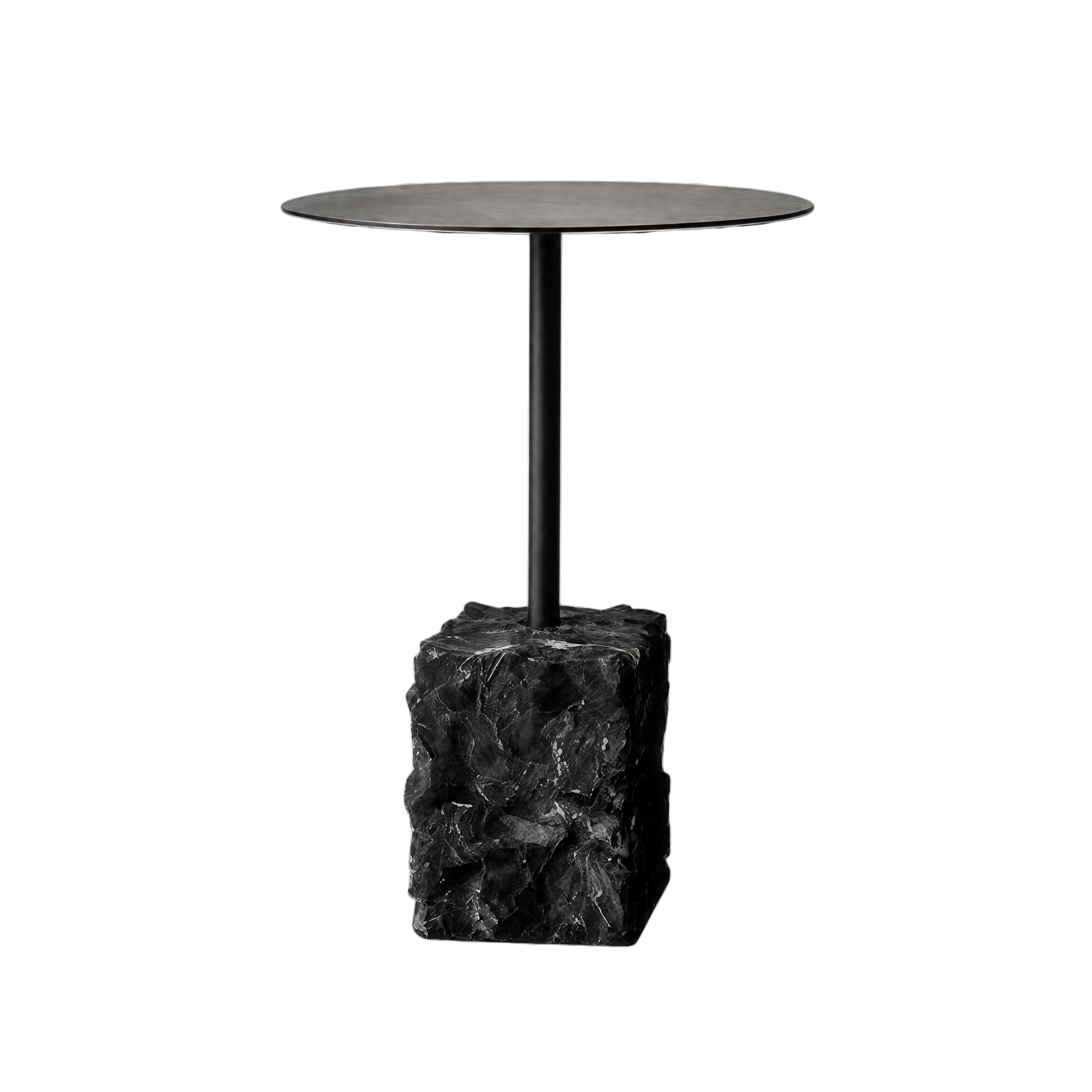 Brutalist Stone Pedestal Side Table