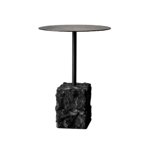 Brutalist Stone Pedestal Side Table